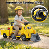 Kids digger ride-on truck with interactive steering wheel, shovel, and under-seat compartment for toys, perfect for.