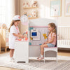 Kids doctor play set in pink with adjustable height bar, sink, and accessories for imaginative role-play fun.