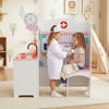 Kids doctor play set in pink featuring adjustable height bar, sink, and accessories for imaginative role-play.