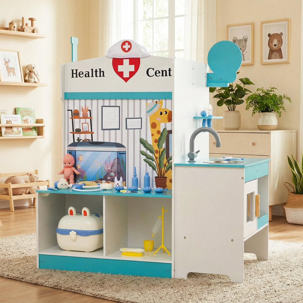 Kids Doctor Play Set with Adjustable Height Bar-Blue - Gallery View 1 of 13