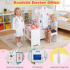 Kids doctor play set featuring an adjustable height bar, ECG monitor, and washing area for imaginative role-play.