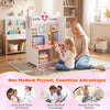 Kids doctor play set in pink with adjustable height bar, storage, and 27 accessories for role-play and learning.
