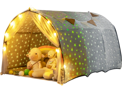Costway Kids Dream Bed Tent Twin Bunk Glow-in-the-Dark Stars Lights 692483517 New