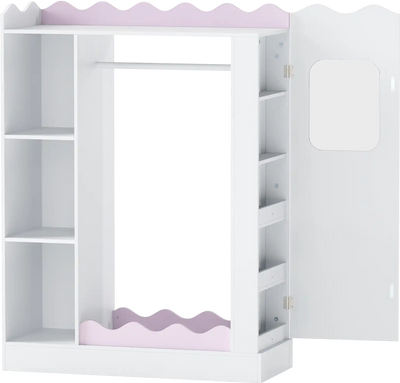 Costway Kids Dress Up Storage Mirror Hanging Rack Shelves 43372372 New