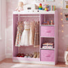 Kids Dress Up Storage with Full Length Mirror and Open Shelves-Pink - Gallery View 1 of 10