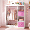 Kids Dress Up Storage with Full Length Mirror and Open Shelves- White - Gallery View 1 of 10