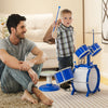 Kids drum set in blue with detachable drums and cymbal, perfect for musical education and fun for toddlers.