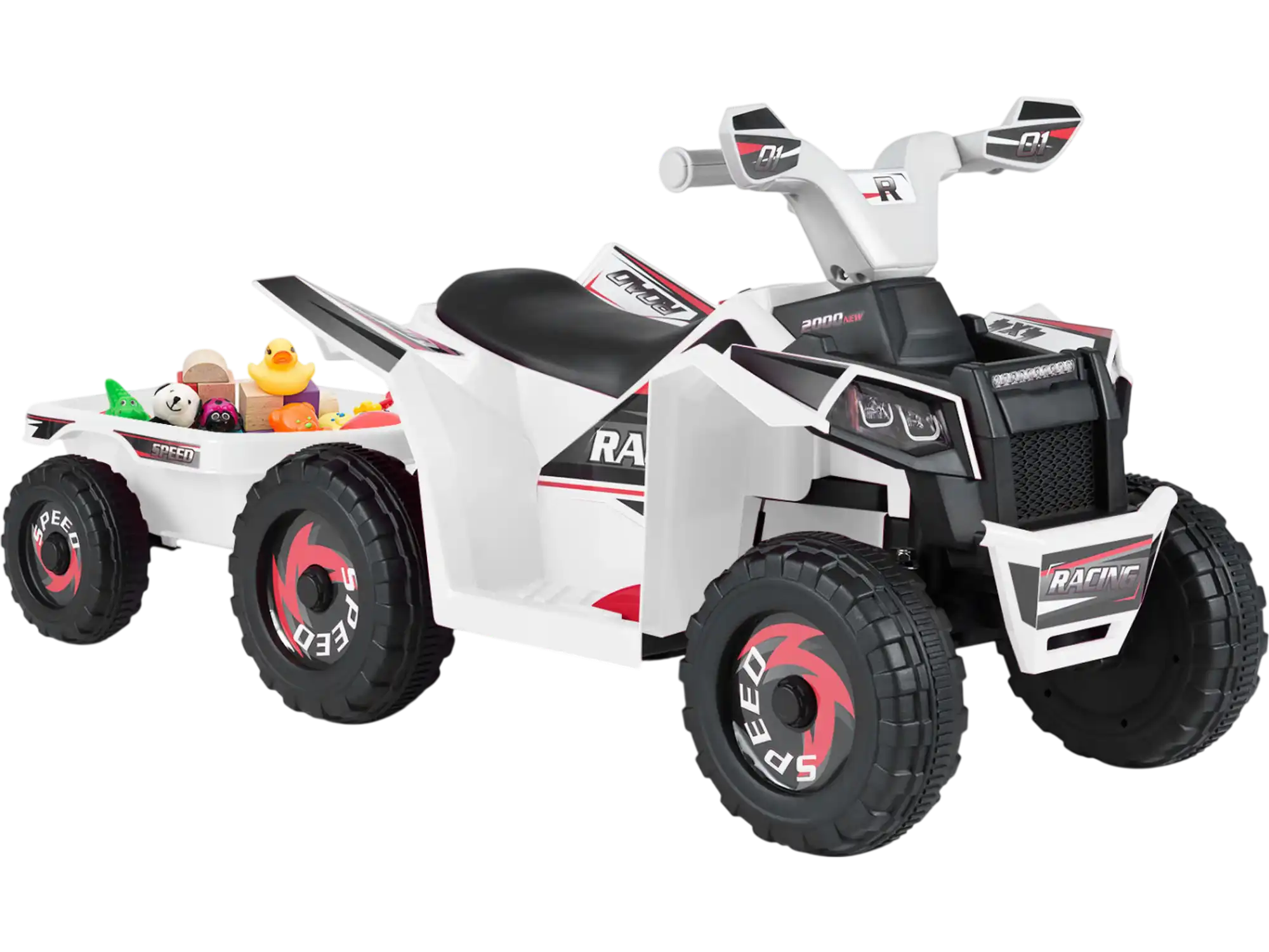 Costway 6V Kids Electric ATV Quad Car w/ Detachable Trailer 40388403 New