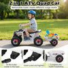Kids electric ATV quad car in white with detachable trailer, ideal for outdoor fun and promoting motor skills.