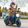 Kids electric motorcycle in blue with training wheels, LED headlights, and realistic throttle for fun outdoor rides.