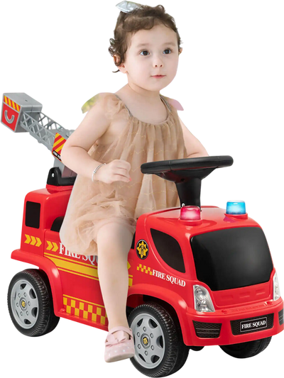 Costway Kids Push Ride-On Fire Truck Bubble Maker Headlights Ladder 14892356 New