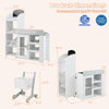 Kids grocery store playset in white with shopping cart, featuring a chalkboard and realistic scanner for imaginative.