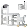 Kids grocery store playset in white with shopping cart, featuring a chalkboard, scanner, and ample display space for.