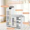 Kids grocery store playset with 4-tier shelves, shopping cart, and chalkboard for creative role-play and organization.