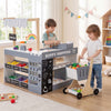 Kids grocery store playset in gray with shopping cart, featuring a checkout counter and interactive accessories for.
