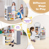 Kids Grocery Store Playset with cash register, featuring shelves, toy food, and a chalkboard for imaginative role play.