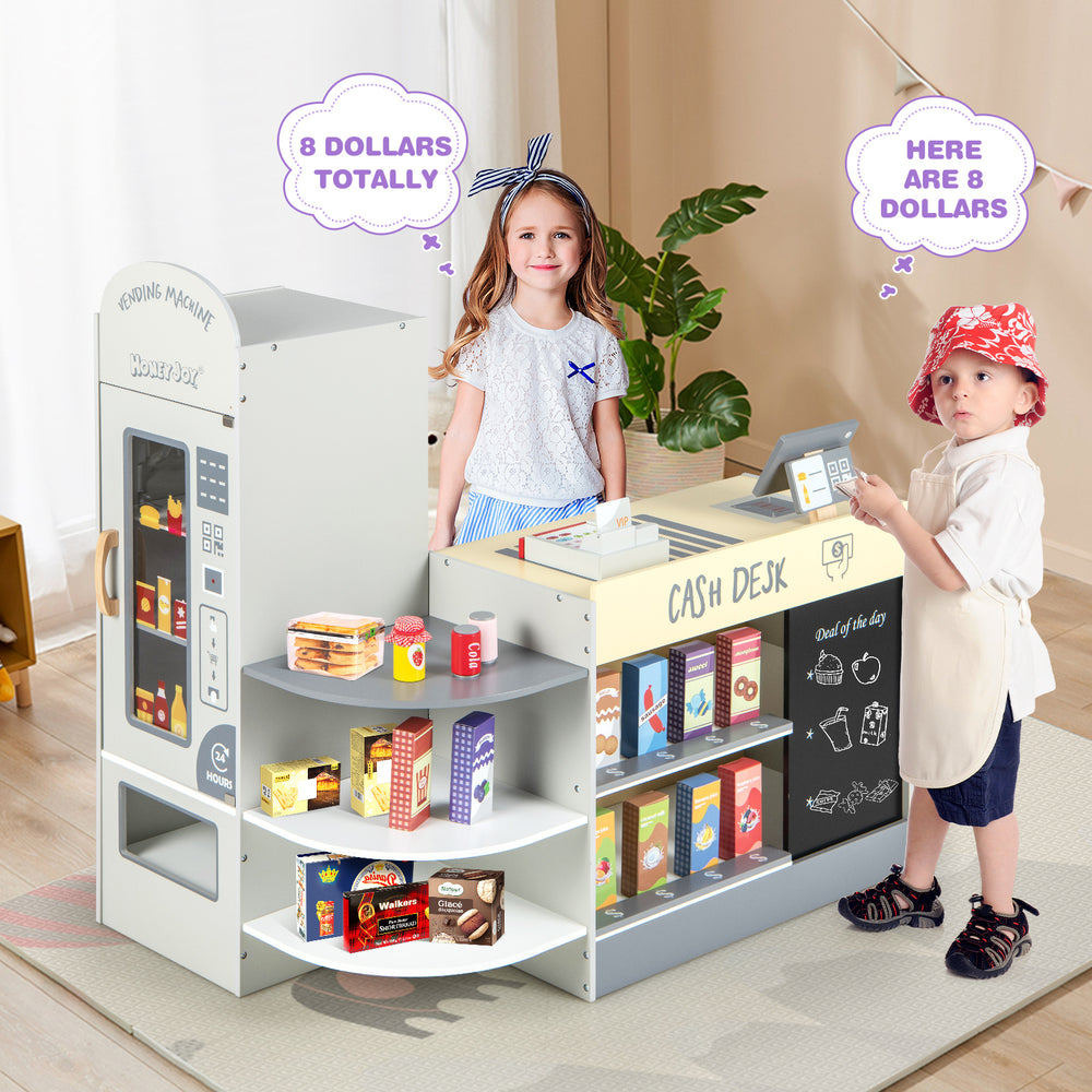 Kids Grocery Store Playset with Cash Register POS Machine-Gray - Gallery View 1 of 10