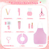Kids hair salon play set featuring pink salon toys including scissors, comb, and hair dryer for imaginative play.