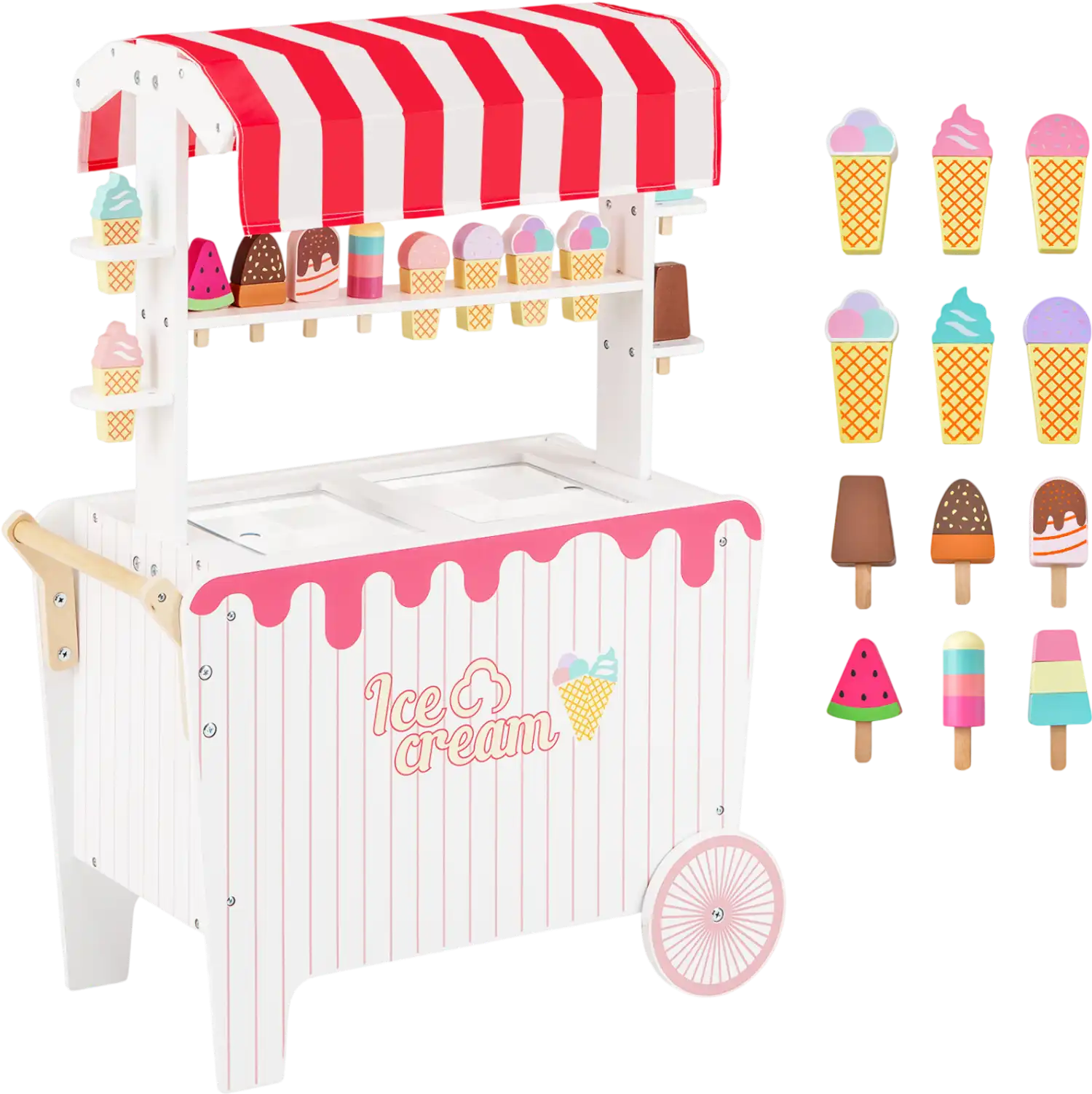 Costway Kids Ice Cream Cart Playset Display Rack Accessories 15634289 New