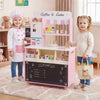 Kids ice cream shop playset in pink with side cutout handles, designed for easy movement and engaging pretend play.