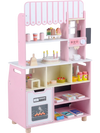 Kids ice cream shop in pink with 27 accessories, featuring an ice cream machine and pretend play elements for ages 3+.