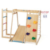 Kids indoor playground featuring a slide, climbing wall, and basketball hoop, designed for ages 3-14 for active play.