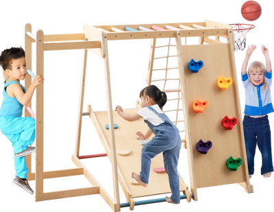 Costway 6-in-1 Kids Indoor Jungle Gym Slide for Ages 3-14 38989051 New