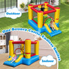 Kids inflatable bounce house with slide, made of PVC-coated Oxford, perfect for indoor and outdoor fun for ages 3-5.