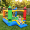 Kids inflatable bounce house with slide, featuring colorful design, spacious jumping area, and safe mesh walls for.
