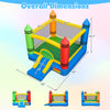 Kids inflatable bounce house with slide, featuring vibrant colors and a spacious 67" x 85" jumping area for safe play.