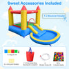Kids inflatable bounce house with water slide, splash pool, colorful balls, and durable 420D Oxford cloth for outdoor.