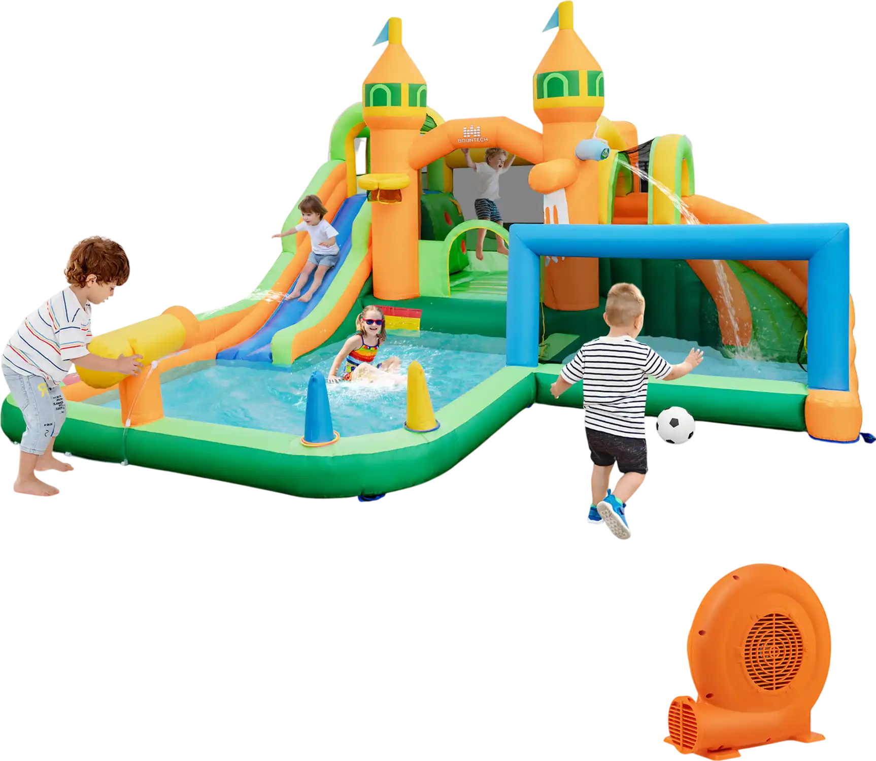Costway Kids Inflatable Water Slide Soccer Gate 750W Blower 218436975 New