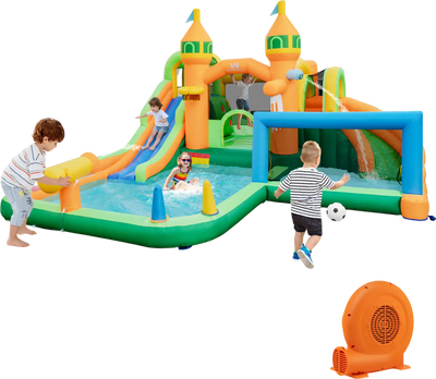 Costway Kids Inflatable Water Slide Soccer Gate 750W Blower 218436975 New