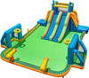 Kids Inflatable Water Slide with 2 Long Slides and 2 Soccer Gates Without Blower