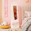 Kids Jewelry Armoire with 3-Color Lighted Full Length Mirror and Inside Led Lights-White - Gallery View 1 of 11