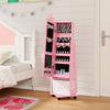 Kids Jewelry Armoire Cabinet with Swivel Base and Lockable Universal Wheels-Pink - Gallery View 1 of 11