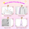 Kids jewelry armoire cabinet with crown decoration, cut-out handle, and stable triangular structure for secure storage.