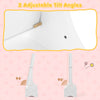 Adjustable tilt angles of the white freestanding kids jewelry armoire cabinet for optimal viewing and storage.