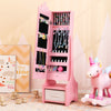 Kids Jewelry Cabinet with Full-Length Mirror for Kids Bedroom and Playroom-Pink - Gallery View 1 of 10