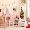 Kids jewelry cabinet with full-length mirror in white, showcasing a stable triangular structure and magnetic door catch.