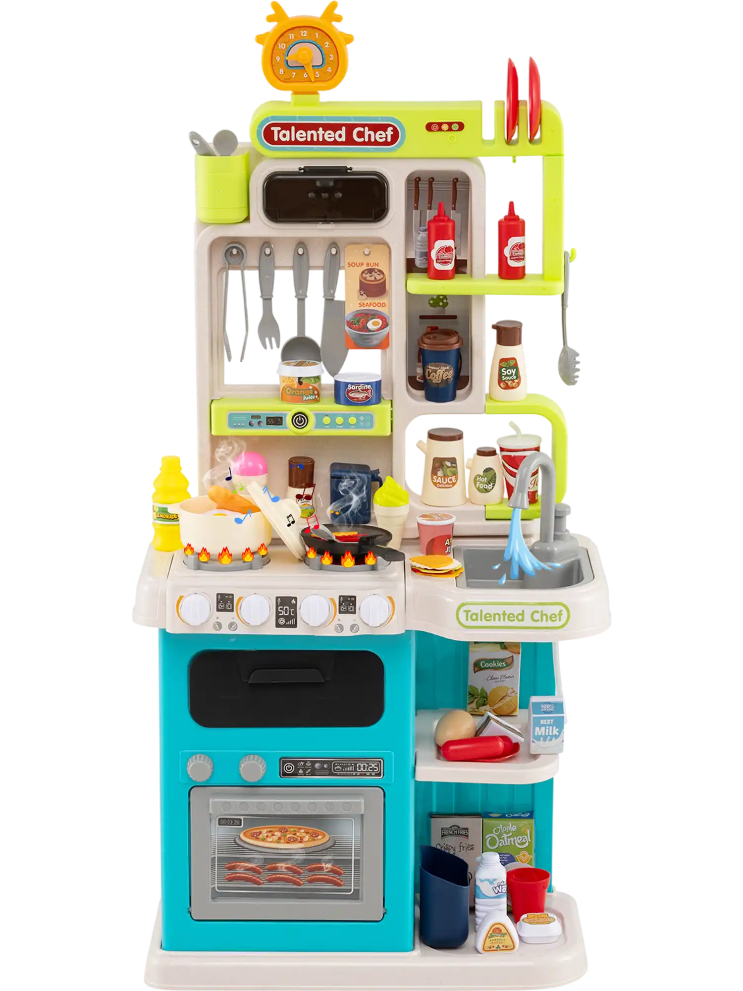 Costway Kids Pretend Play Kitchen Playset w/ Realistic Sounds & Lights 90688416 New