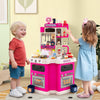 Kids Kitchen Playset Corner Play Kitchen with Realistic Sounds and Lights-Pink - Gallery View 1 of 8