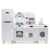Kids kitchen playset with refrigerator, washing machine, and interactive stove, designed for creative role-playing fun.