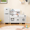 Kids kitchen playset in gray featuring a refrigerator, washing machine, and immersive cooking accessories for creative.