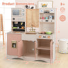 Detailed product dimensions of the pink kids kitchen playset, highlighting its 40" width and 22" depth for space.