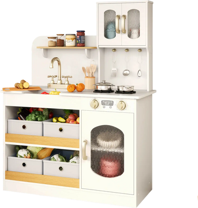 Costway Kids Kitchen Playset Cooking Accessories Toy Cuttable Veggies 653487921 New
