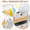 Kids kitchen playset features smooth rounded edges, convenient handles, and protective baffles for safe play and.
