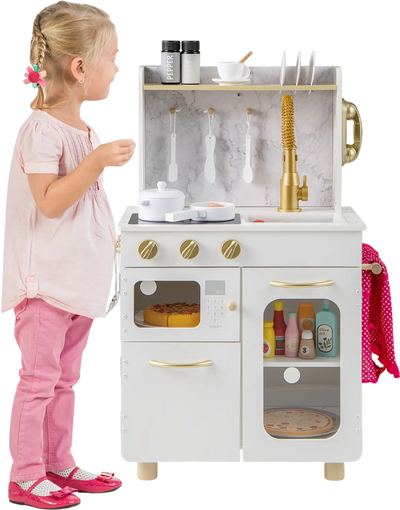 Costway Kids Pretend Play Kitchen Set White 539741268 New