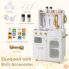 Kids kitchen set in white with stove, sink, and accessories for imaginative play and learning. Ideal for children over.