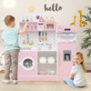Kids Kitchen Set Wooden with Coffee Makers and Accessories-Pink - Gallery View 1 of 10